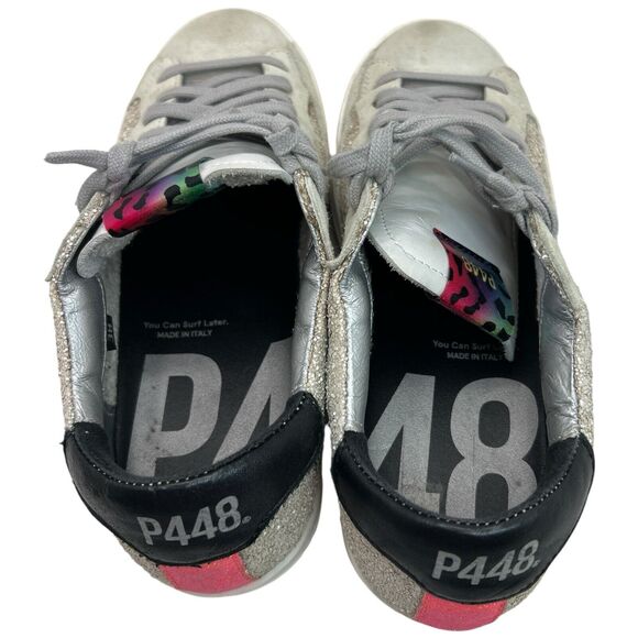 P448 John Sneakers In Glitter Pearl Women’s Size 38 - Picture 6 of 11